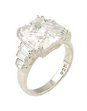 Ring 925 Sterling Silver High-Polished AAA Grade CZ Clear
