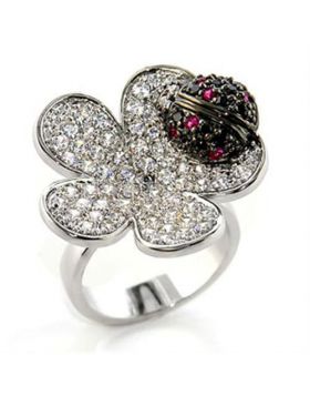 80507-6 - Brass Rhodium + Ruthenium Ring AAA Grade CZ Multi Color