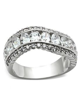 SS029-10 - 925 Sterling Silver Silver Ring AAA Grade CZ Clear