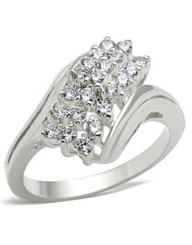 SS038-5 - 925 Sterling Silver Silver Ring AAA Grade CZ Clear