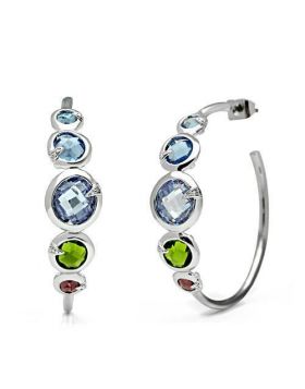 Earrings,Brass,Rhodium,AAA Grade CZ,Multi Color