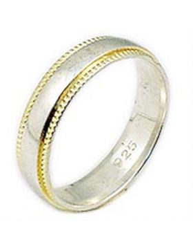 Ring 925 Sterling Silver Gold+Rhodium No Stone No Stone