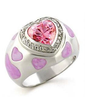 LOA517-5 - 925 Sterling Silver High-Polished Ring AAA Grade CZ Rose
