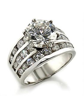 Ring 925 Sterling Silver High-Polished AAA Grade CZ Clear Round