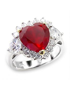 6X062-7 - 925 Sterling Silver High-Polished Ring Synthetic Ruby