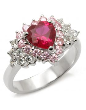 35701-9 - 925 Sterling Silver High-Polished Ring Synthetic Ruby