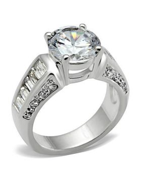 SS031-10 - 925 Sterling Silver Silver Ring AAA Grade CZ Clear