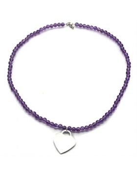 LOS029-16 - 925 Sterling Silver Silver Necklace Synthetic Amethyst