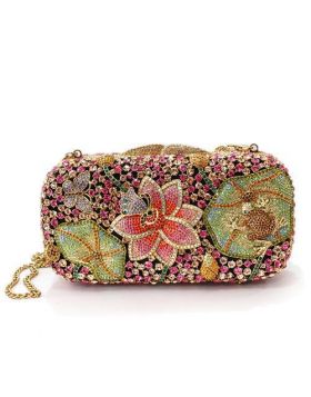 Clutch,White Metal,Ancientry Gold,Top Grade Crystal,Multi Color
