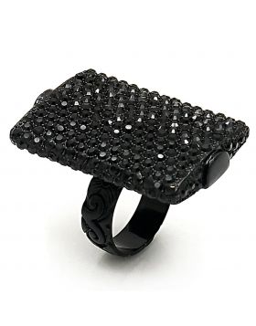 LO3590-6 - Brass TIN Cobalt Black Ring Top Grade Crystal Hematite