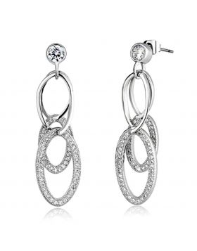 Earrings,Brass,Rhodium,AAA Grade CZ,Clear