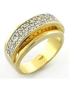 LOA648-5 - 925 Sterling Silver Gold+Rhodium Ring AAA Grade CZ Clear