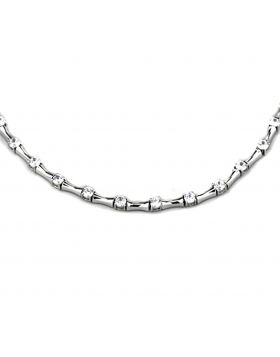 LO2709-16 - Brass Rhodium Necklace AAA Grade CZ Clear