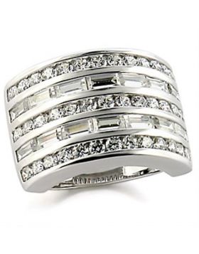 9W148-5 - Brass Rhodium Ring AAA Grade CZ Clear