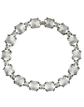 LO1140-18 - Brass Antique Silver Necklace Synthetic Clear