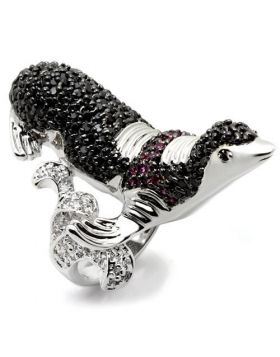 Ring Brass Rhodium + Ruthenium AAA Grade CZ Multi Color
