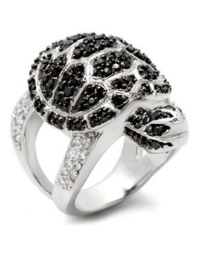 Ring Brass Rhodium + Ruthenium AAA Grade CZ Jet