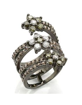 Ring Brass Ruthenium AAA Grade CZ Multi Color