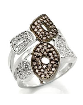 Ring Brass Rhodium + Ruthenium AAA Grade CZ Champagne