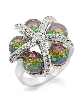Ring Brass Rhodium Top Grade Crystal Multi Color
