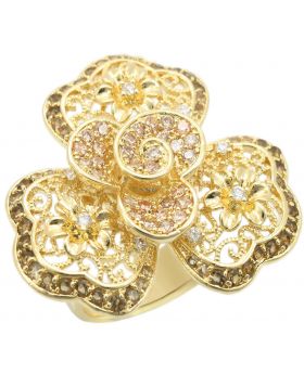 Ring Brass Gold AAA Grade CZ Multi Color