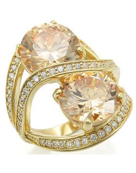 Ring Brass Gold AAA Grade CZ Champagne
