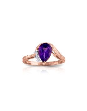 1.52 Carat 14K Rose Gold Ring Diamond Purple Amethyst