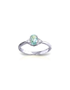 0.46 Carat 14K White Gold Sur Ma Vie Aquamarine Diamond Ring