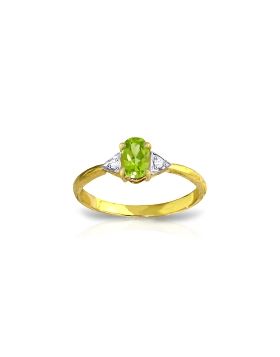 0.46 Carat 14K Gold For Your Eyes Peridot Diamond Ring