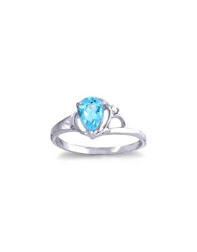 0.66 Carat 14K White Gold Heart To Heart Blue Topaz Diamond Ring