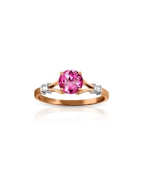 14K Rose Gold Ring Natural Diamond & Pink Topaz Certified