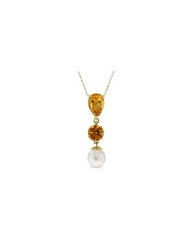 5.25 Carat 14K Gold Necklace Citrine Pearl