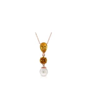 5.25 Carat 14K Rose Gold Necklace Citrine Pearl