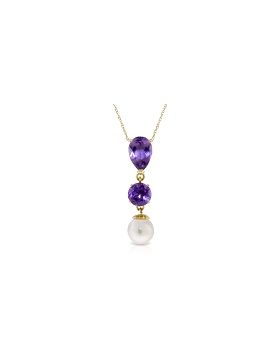 5.25 Carat 14K Gold Necklace Purple Amethyst Pearl