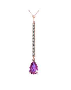 14K Rose Gold Diamond & Amethyst Necklace Jewelry