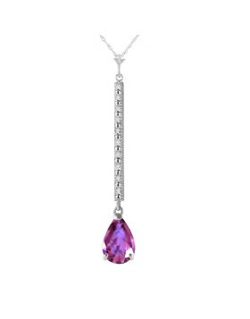 14K White Gold Necklace w/ Diamonds & Amethyst