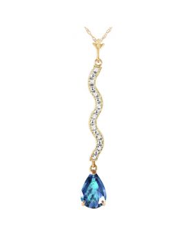 1.79 Carat 14K Gold Necklace Diamond Blue Topaz