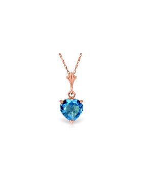 1.15 Carat 14K Rose Gold Proud Heart Blue Topaz Necklace