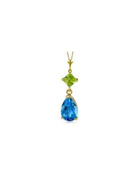 2 Carat 14K Gold Fresh Waters Blue Topaz Peridot Necklace
