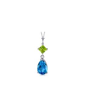 2 Carat 14K White Gold Roll In The Grass Blue Topaz Peridot Necklace