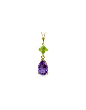 2 Carat 14K Gold Necklace Purple Amethyst Peridot