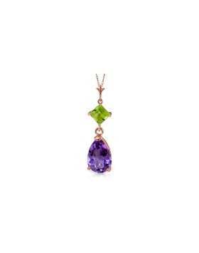 2 Carat 14K Rose Gold Necklace Purple Amethyst Peridot