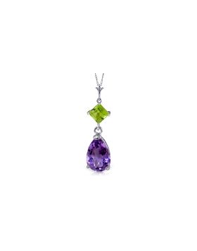 2 Carat 14K White Gold Necklace Purple Amethyst Peridot