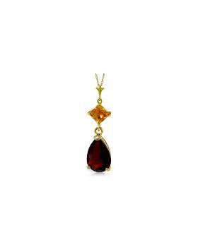 2 Carat 14K Gold Necklace Citrine Garnet