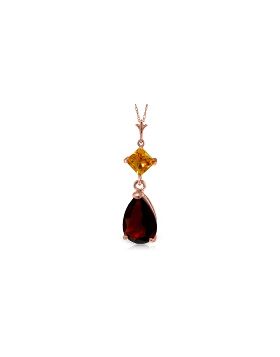 2 Carat 14K Rose Gold Necklace Citrine Garnet