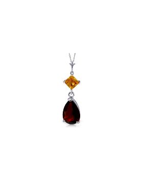 2 Carat 14K White Gold Necklace Citrine Garnet