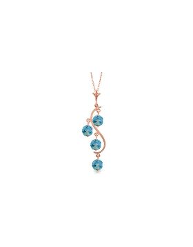 14K Rose Gold Blue Topaz Gemstone New Necklace