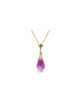 2.5 Carat 14K Gold Necklace Briolette Pink Topaz