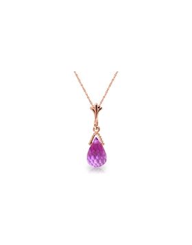 2.5 Carat 14K Rose Gold Necklace Briolette Pink Topaz