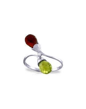 2.52 Carat 14K White Gold Ring Diamond Briolette Garnet, Citrine